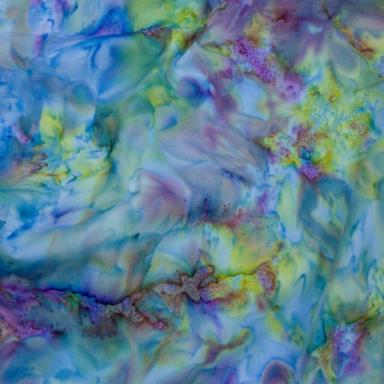 1 Yard Peacock Abstract Quilting Cotton Fabric with Tie Dye Batik Design 44" Width